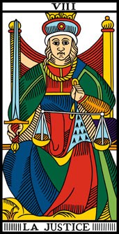 Comprendre la signification des couleurs – le symbolisme du Tarot 4 justice camoin