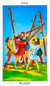 5-batons Tarot Rider Waite